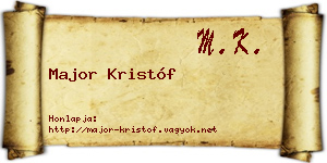 Major Kristóf névjegykártya